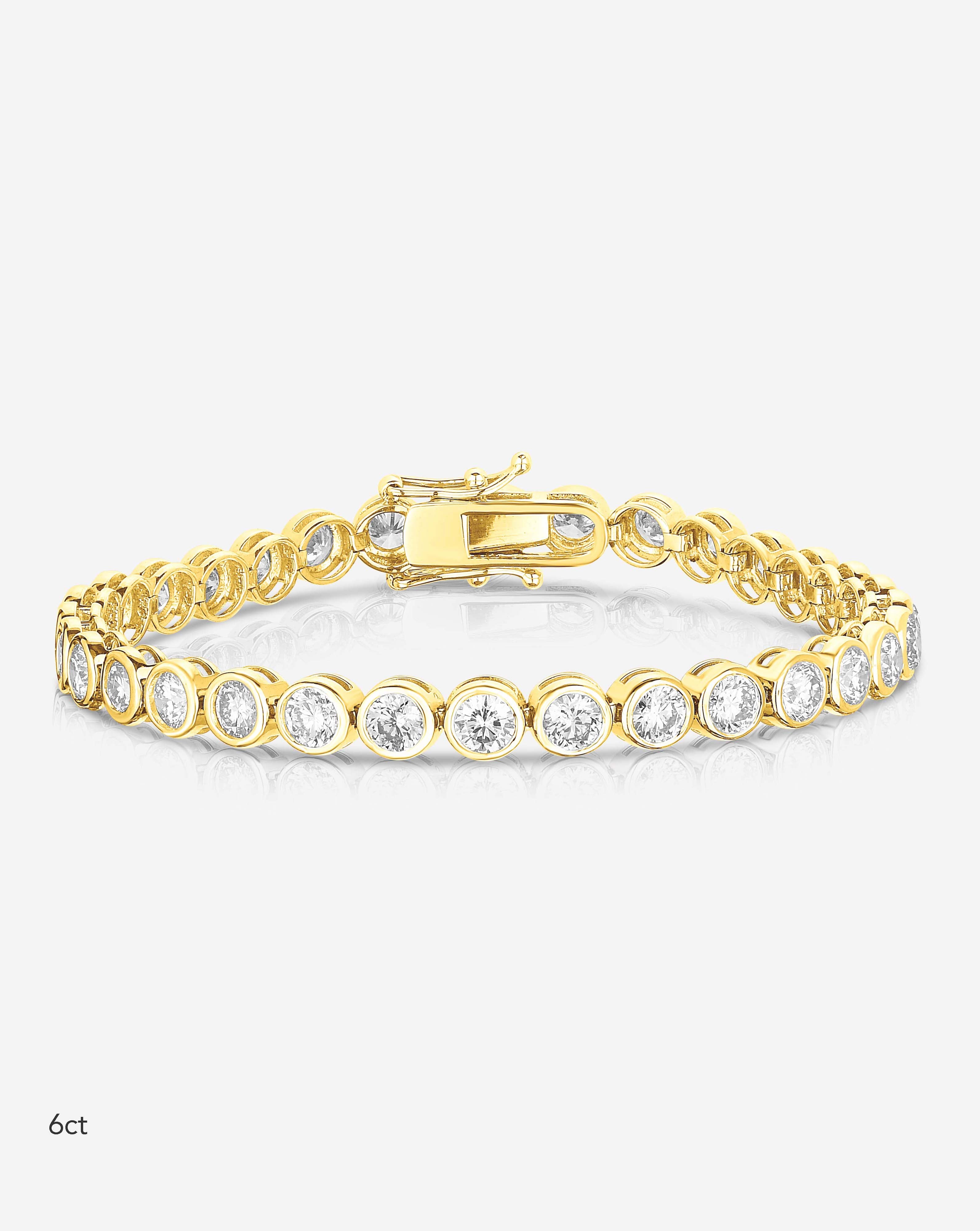 Bezel Classic Diamond Tennis Bracelet for Women - 14K Gold Plated Elegant Jewelry Gift for Anniversary, Birthday & Special Occasions