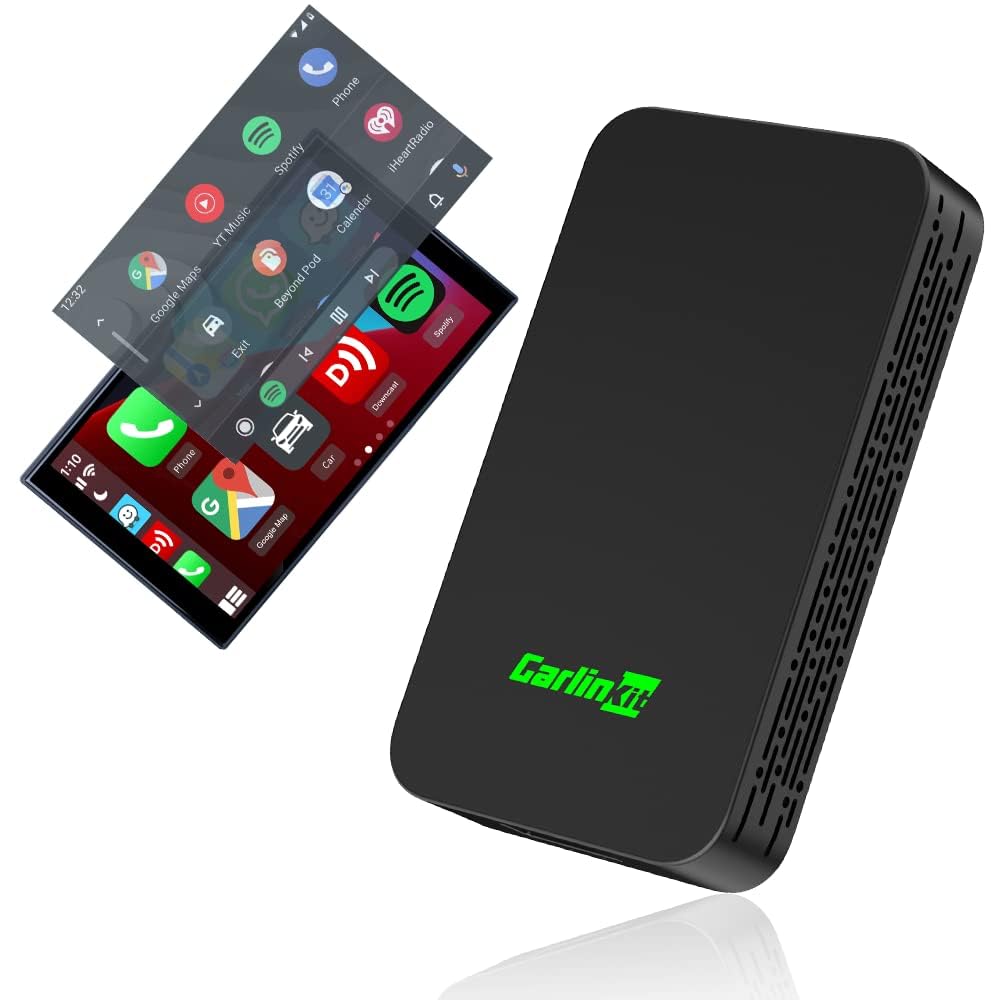 CarlinKit 5.0 Wireless Android Auto & Apple CarPlay Adapter - Carlinkit 2air Bluetooth Dongle for Factory Wired Cars - 5G WiFi Dual Channel Connection for iPhone & Android Phones - Perfect for Hands-Free Driving & Seamless Music Streaming