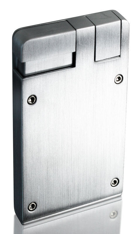 Porsche Design PD9 Chrome Satin Jet Torch Flame Lighter - Premium Windproof Butane Lighter for Cigars, Outdoor Adventures & Luxury Gifts
