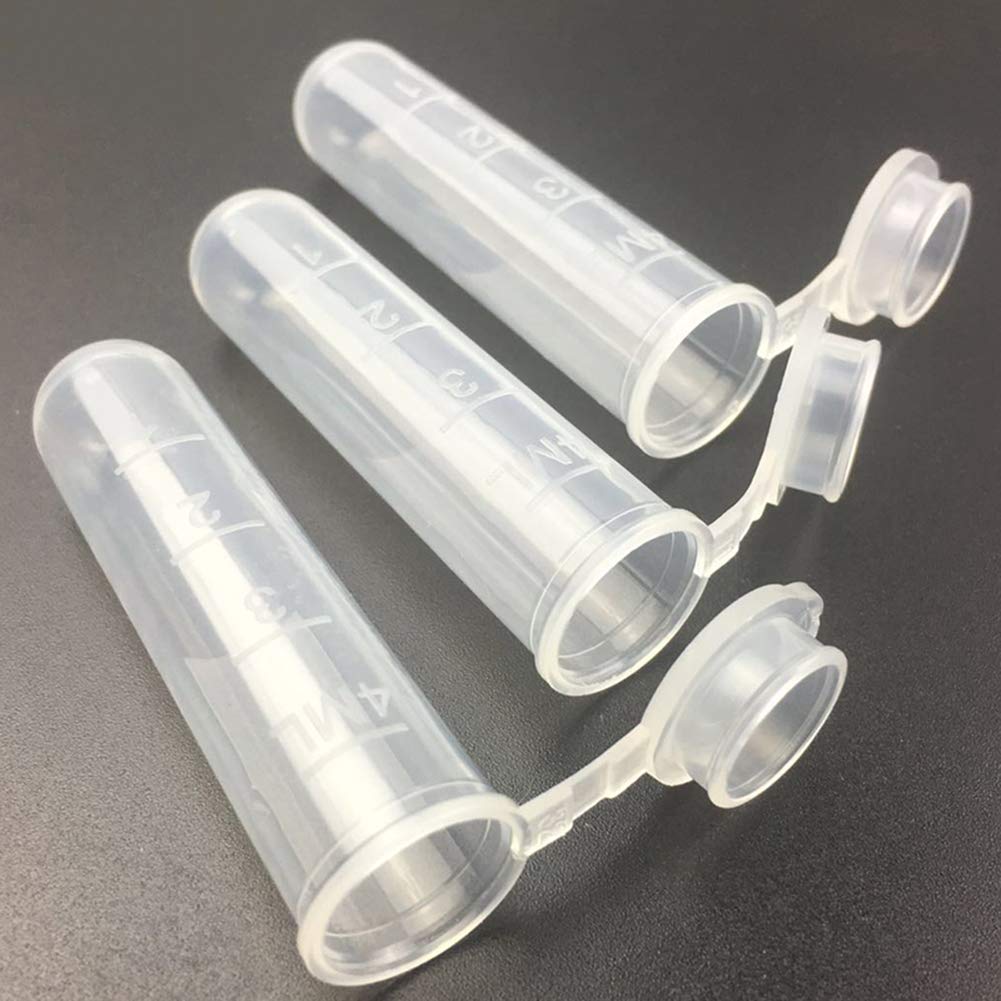AKOAK 100-Pack 5ml Plastic Centrifugal Tubes with Graduated Markings, Round Bottom, Clear Transparent - Leak-Proof Sample Storage Containers for Lab, Science Experiments & DIY Beauty Products