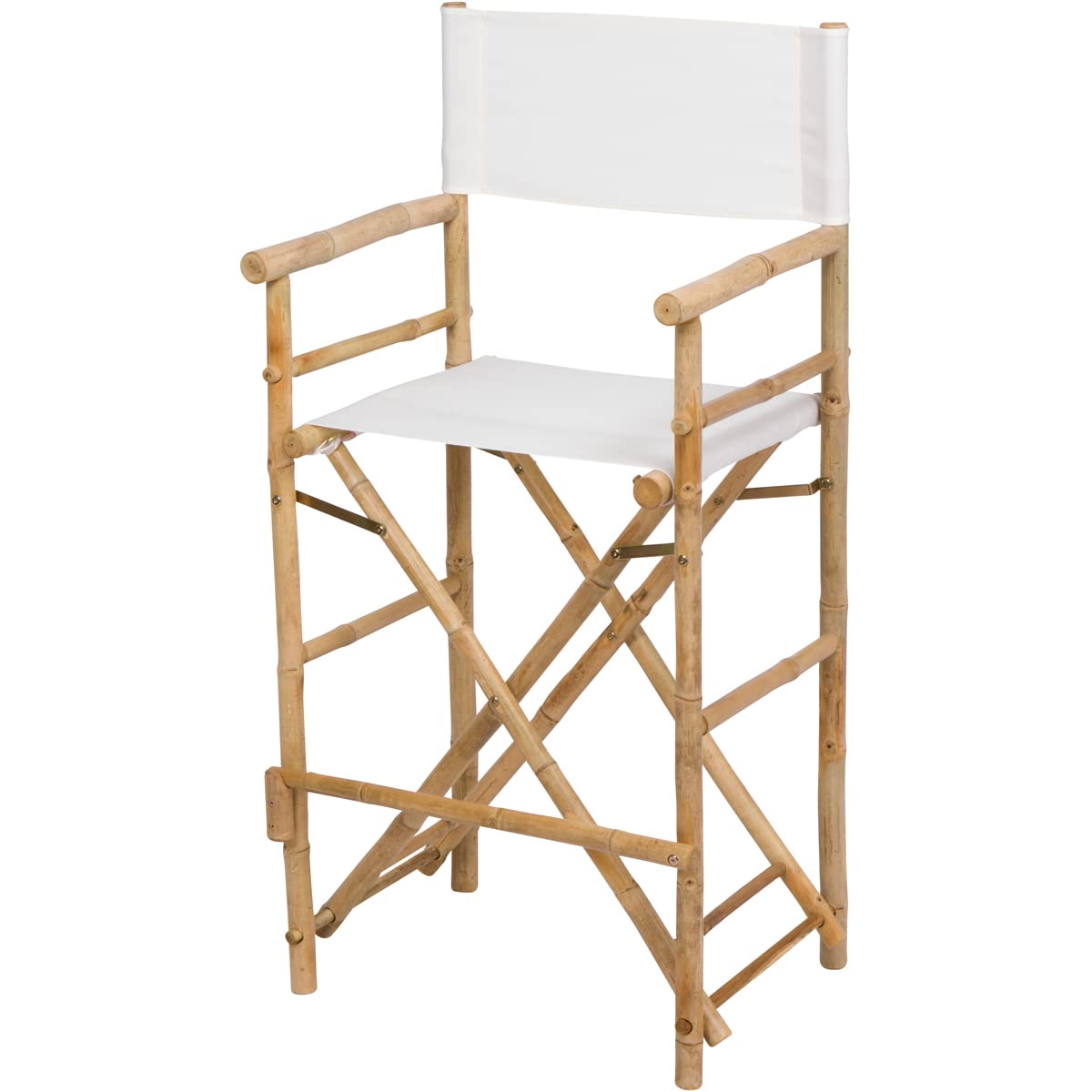 Premium White Bamboo Director Chair - Lightweight & Durable Folding Chair for Outdoor Events, Beach, Camping, and Home Theater Seating