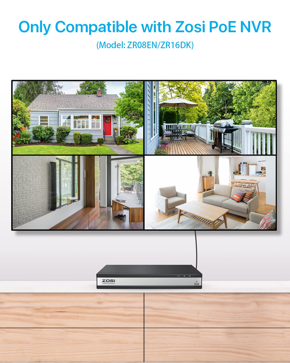 ZOSI 2-Pack 5MP Outdoor POE IP Security Camera with Ethernet Cables - 120ft Night Vision, IP66 Weatherproof, Bullet Design - Compatible with ZOSI PoE NVR Recorder (Model: ZR08EN, ZR08DN, ZR08PN, ZR16DK) - Ideal for Home Security, Business Surveillance & Property Monitoring