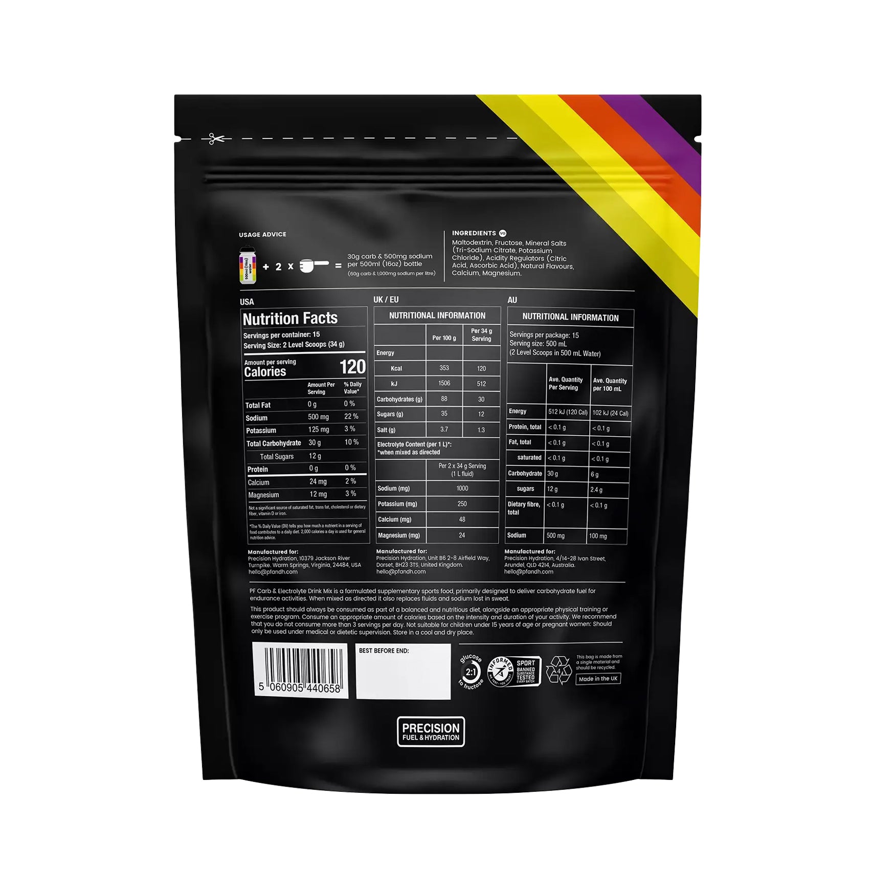 Precision Fuel & Hydration Carb & Electrolyte Drink Mix Powder - Fast Hydration for Athletes & Runners - Perfect for Workouts, Cycling & Endurance Sports