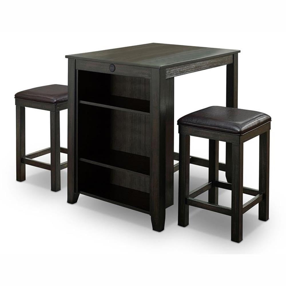 Furniture of America Albana Wood 3-Piece Counter Height Dining Set in Walnut - Perfect for Small Spaces, Breakfast Nooks & Modern Kitchens