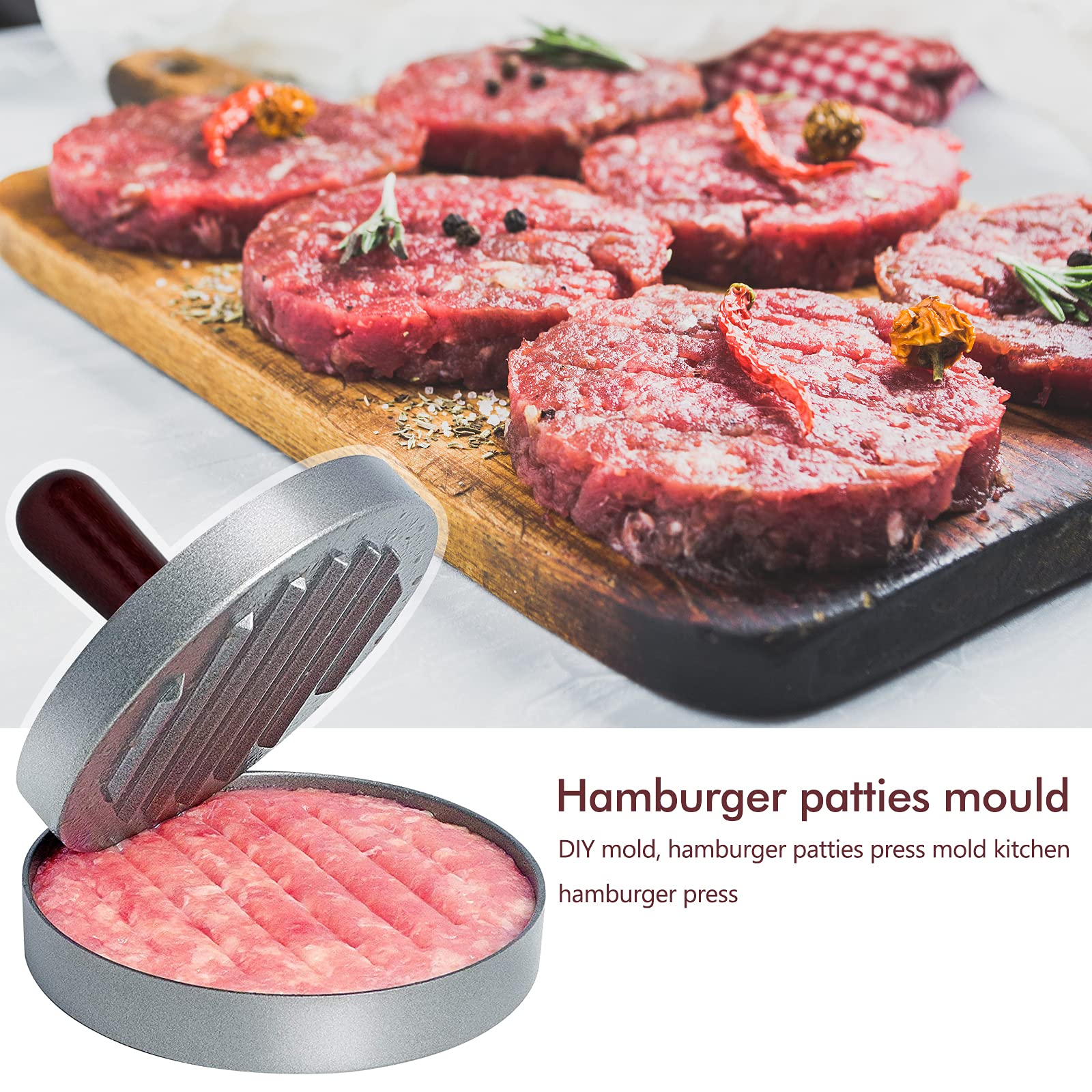 Stainless Steel Burger Press with 100 Patty Papers - 2 Pack 11.5cm Hamburger Patty Maker for BBQ, Grilling, Picnics & Backyard Parties - Perfect for Making Juicy Homemade Burgers & Meat Patties