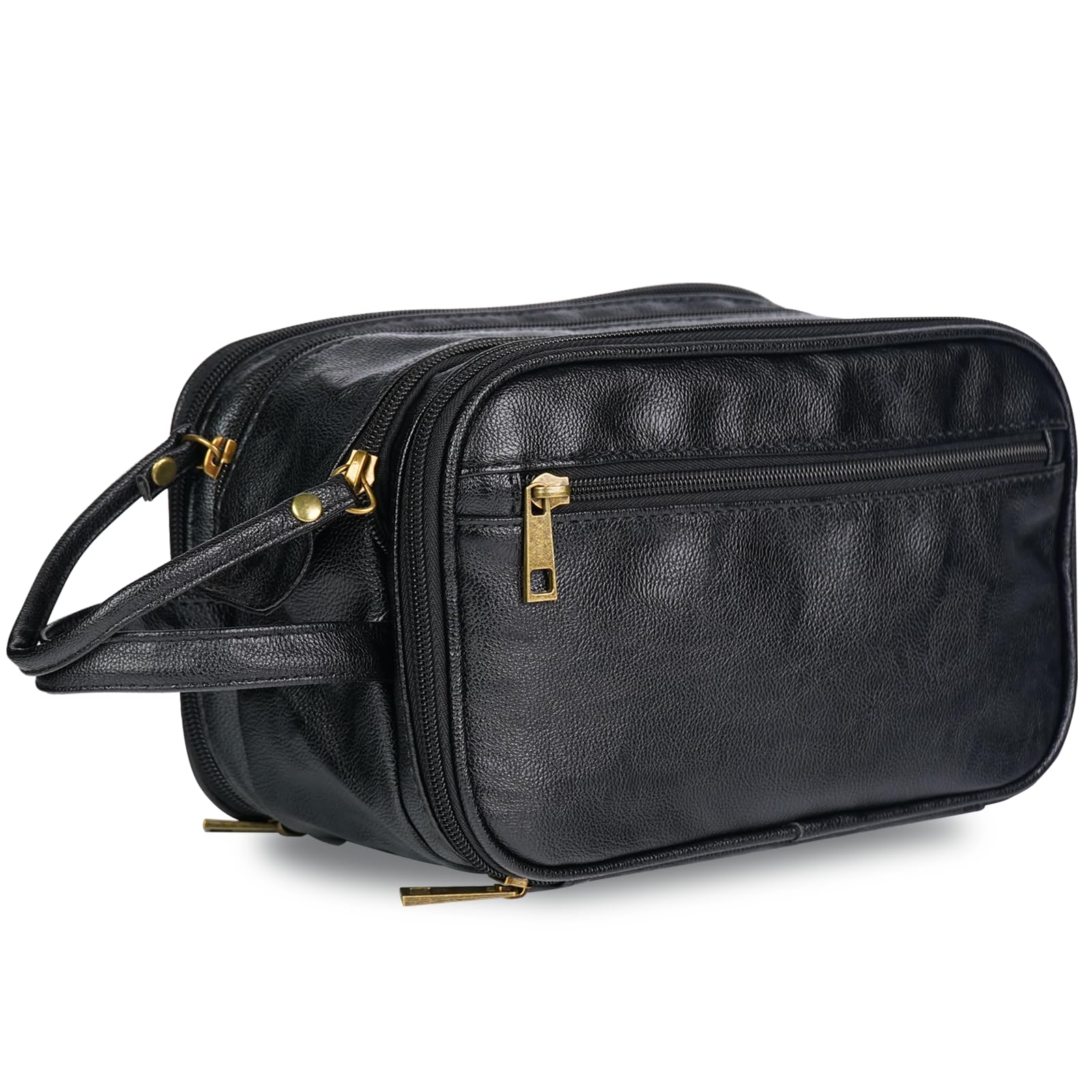 Premium Leather Toiletry Bag for Men & Women - Travel Size Dopp Kit with Multiple Pockets - Ideal for Gym, Business Trips & Vacation Essentials Organization