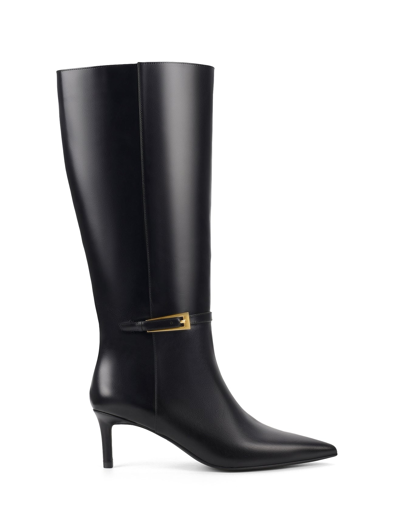 Drake Stiletto Long Boots for Women - Black High Shine Leather Knee High Boots - Perfect for Party, Night Out & Formal Occasions