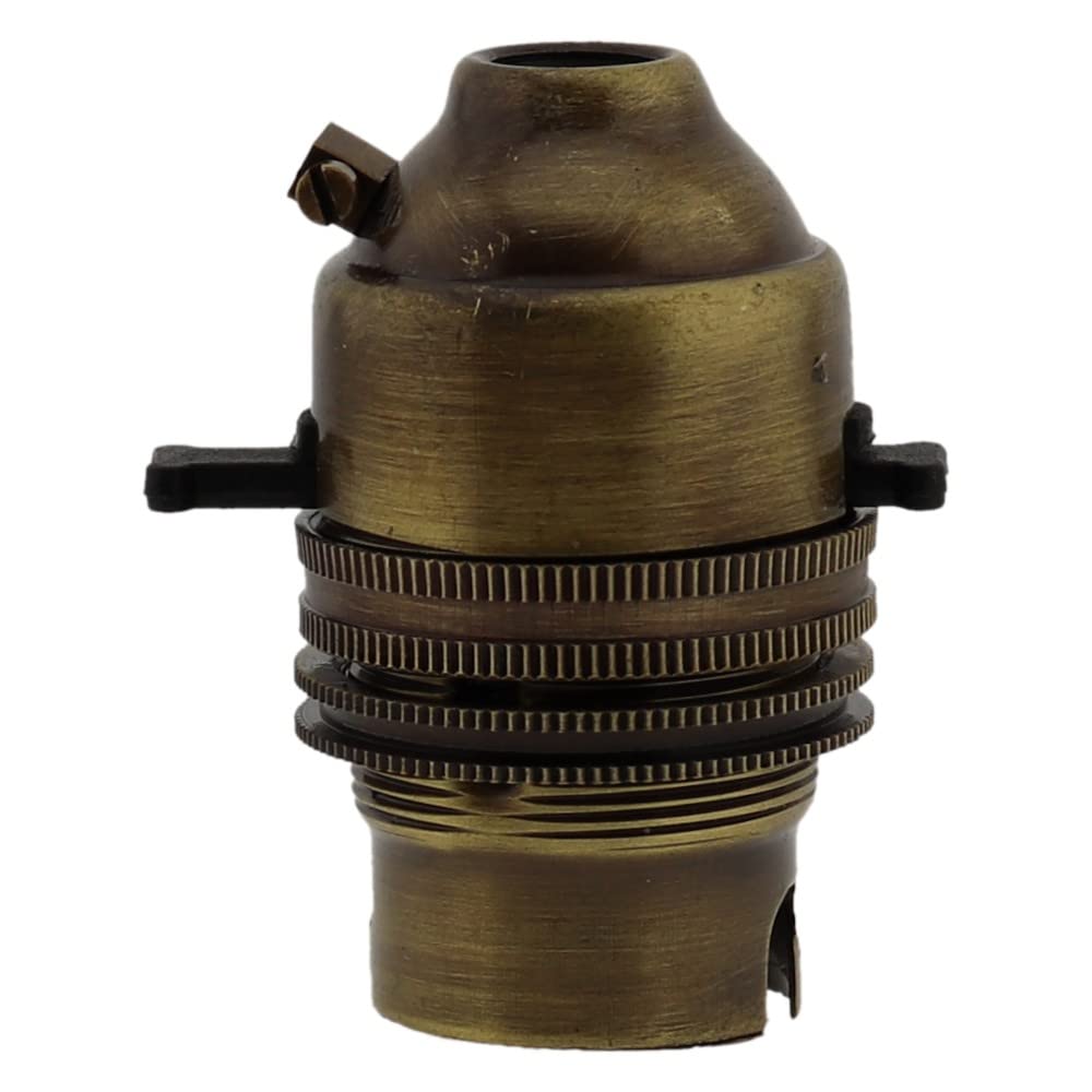 Vintage Brass Bayonet Cap (B22) Switched & Grounded Lampholder - Perfect for Table Lamps, Pendant Lights & Chandeliers | Classic Lighting Fixture Upgrade