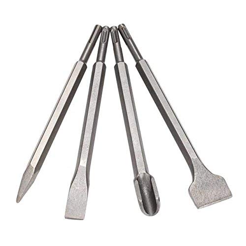 4PCS SDS Plus Chisel Set - Flat Bit Hammer Drill Tool for Concrete, Brick & Masonry - Heavy Duty Drill Bits for Demolition & Construction Work