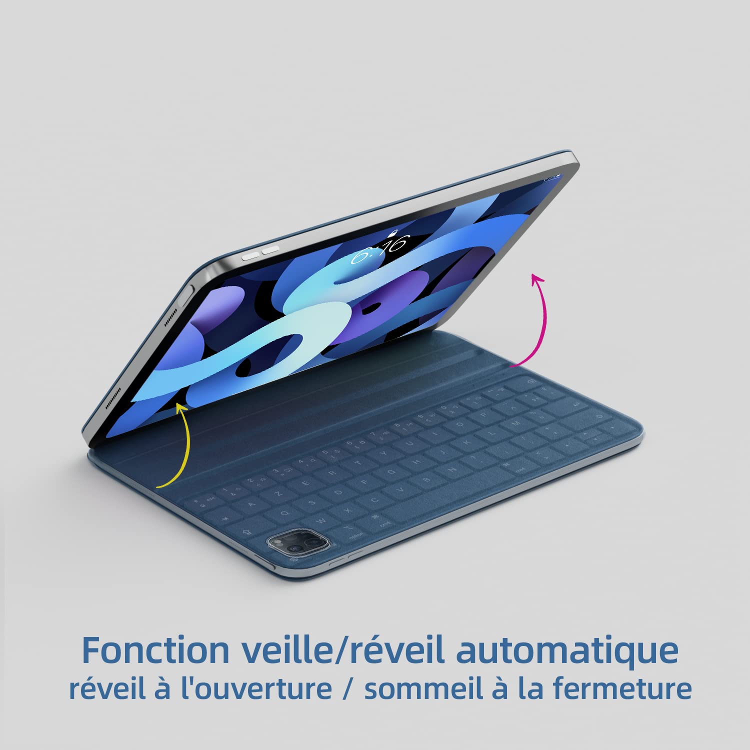 HOU iPad Air 11 Inch 2024 (M2) Keyboard Case - Compatible with iPad Pro 11 & iPad Air 5/4 (All Generations) - AZERTY Layout, Adjustable Angle Stand & Magnetic Charging - Perfect for Work, Study & Travel
