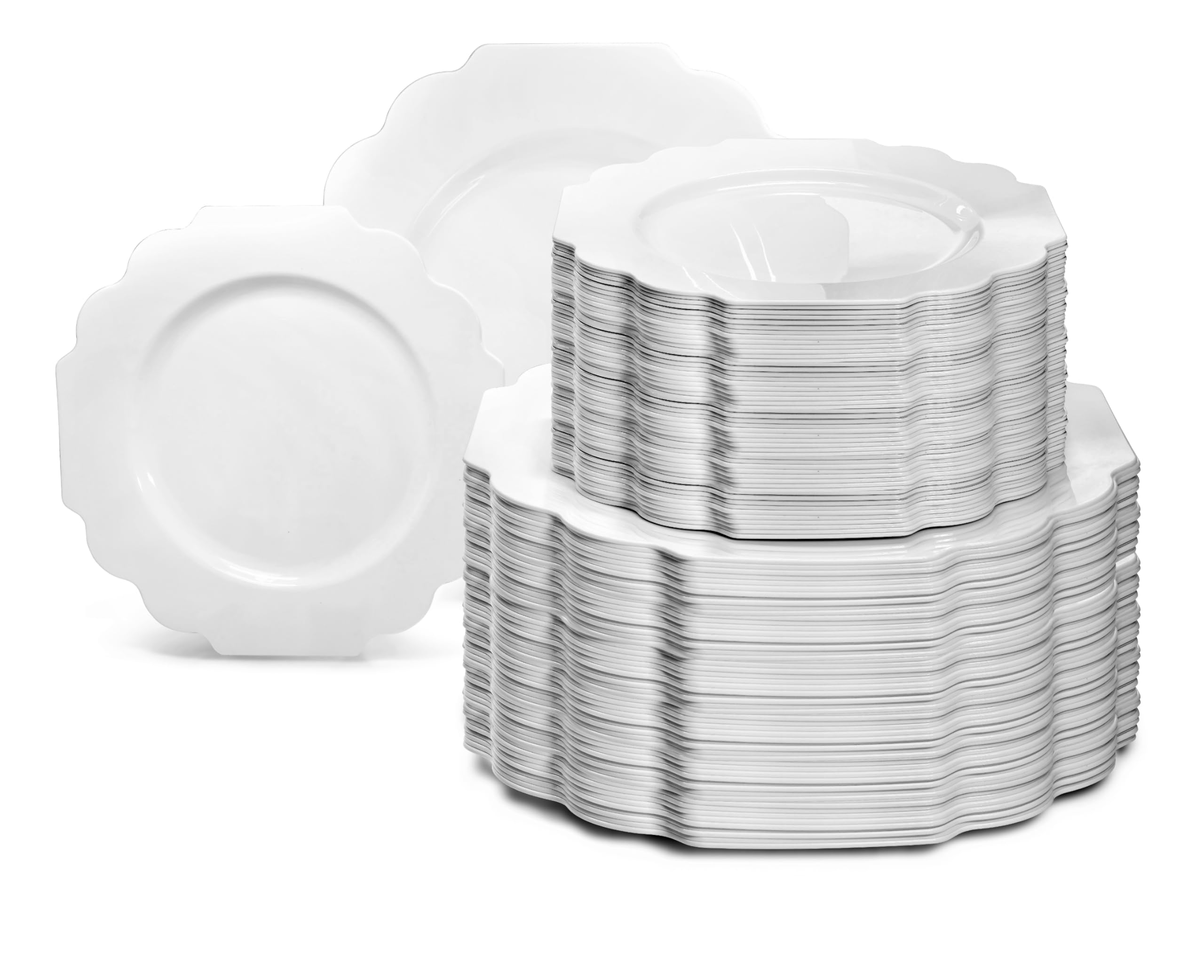 240-Piece Heavyweight Disposable Plastic Plates Set for Weddings & Parties - 120 x 10.5