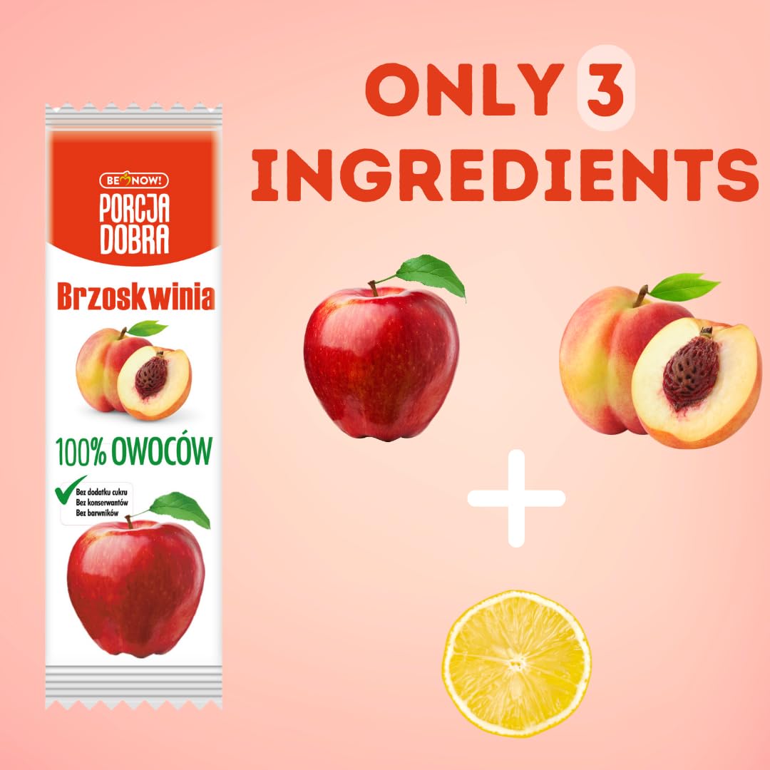 Be Now! Healthy Fruit Bars - Apple & Peach (24 Pack) | 100% Natural Sugar Free Snacks for Kids & Adults | Vegan, Non-GMO, Gluten-Free | Perfect for Lunchboxes, Hiking & On-the-Go Energy Boost