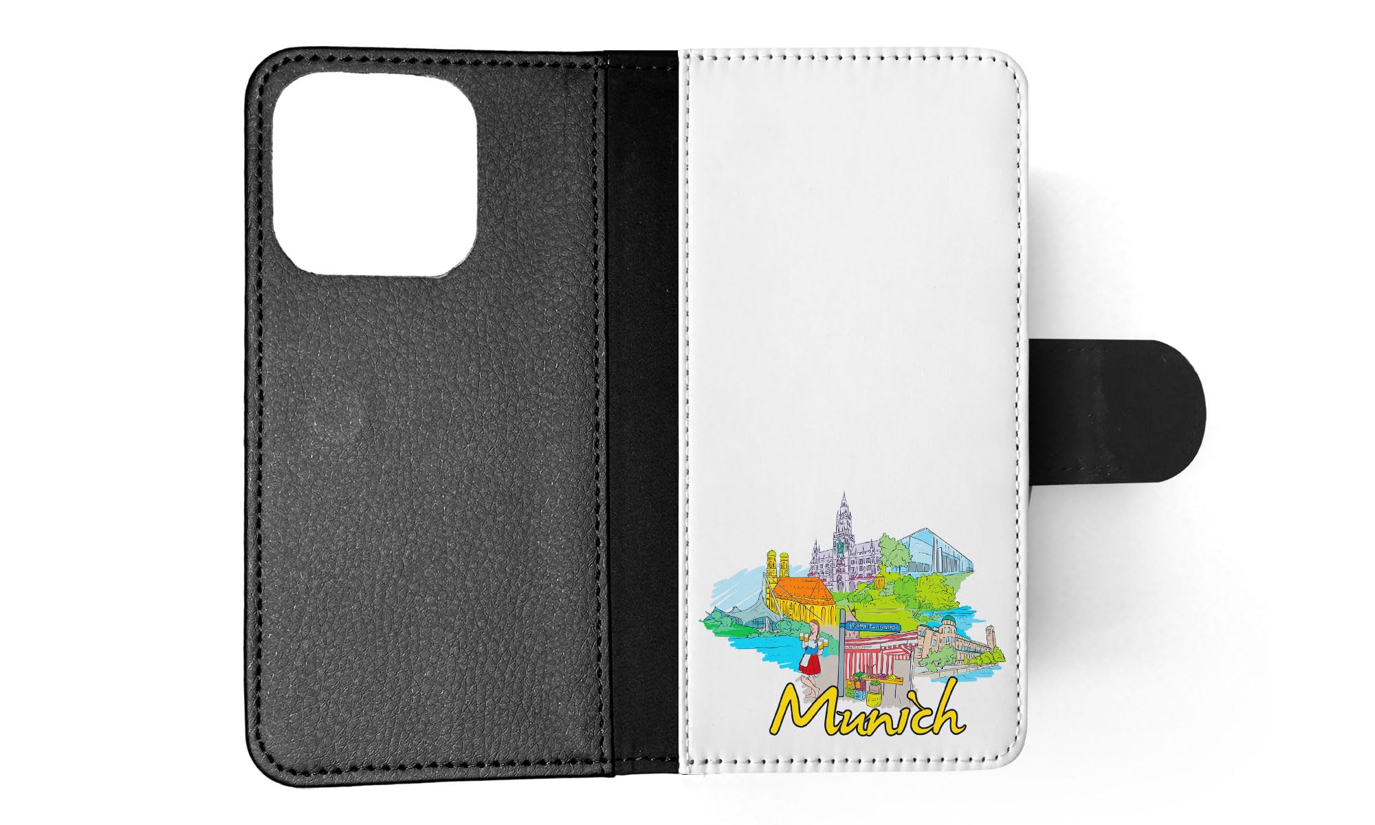 Premium Munich Germany FLIP Wallet Phone Case for Apple iPhone 15 Pro - Stylish Leather Card Holder & Protective Cover for Everyday Use