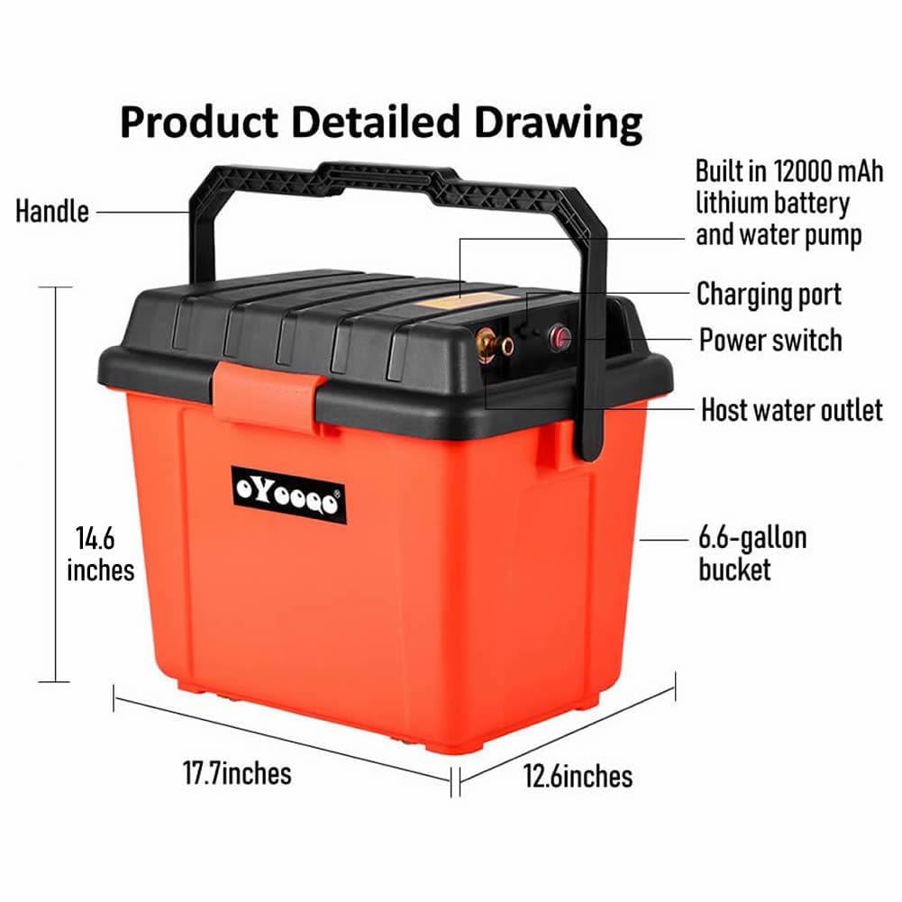 Portable Electric Pressure Outdoor Shower - 6.6 Gallon Camping Shower for Surfing, Diving, Fishing, Road Trips & Pet Washing | Car-Powered Water Pump for Beach, RV & Outdoor Adventures