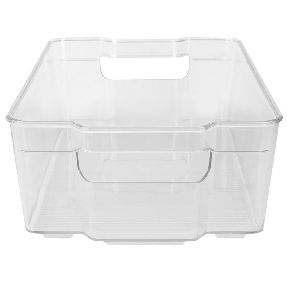 Extra Large Plastic Stackable Storage Bins with Handles for Refrigerator, Freezer & Pantry Organization - Clear Kitchen Organizer Containers for Food Storage & Home Organization