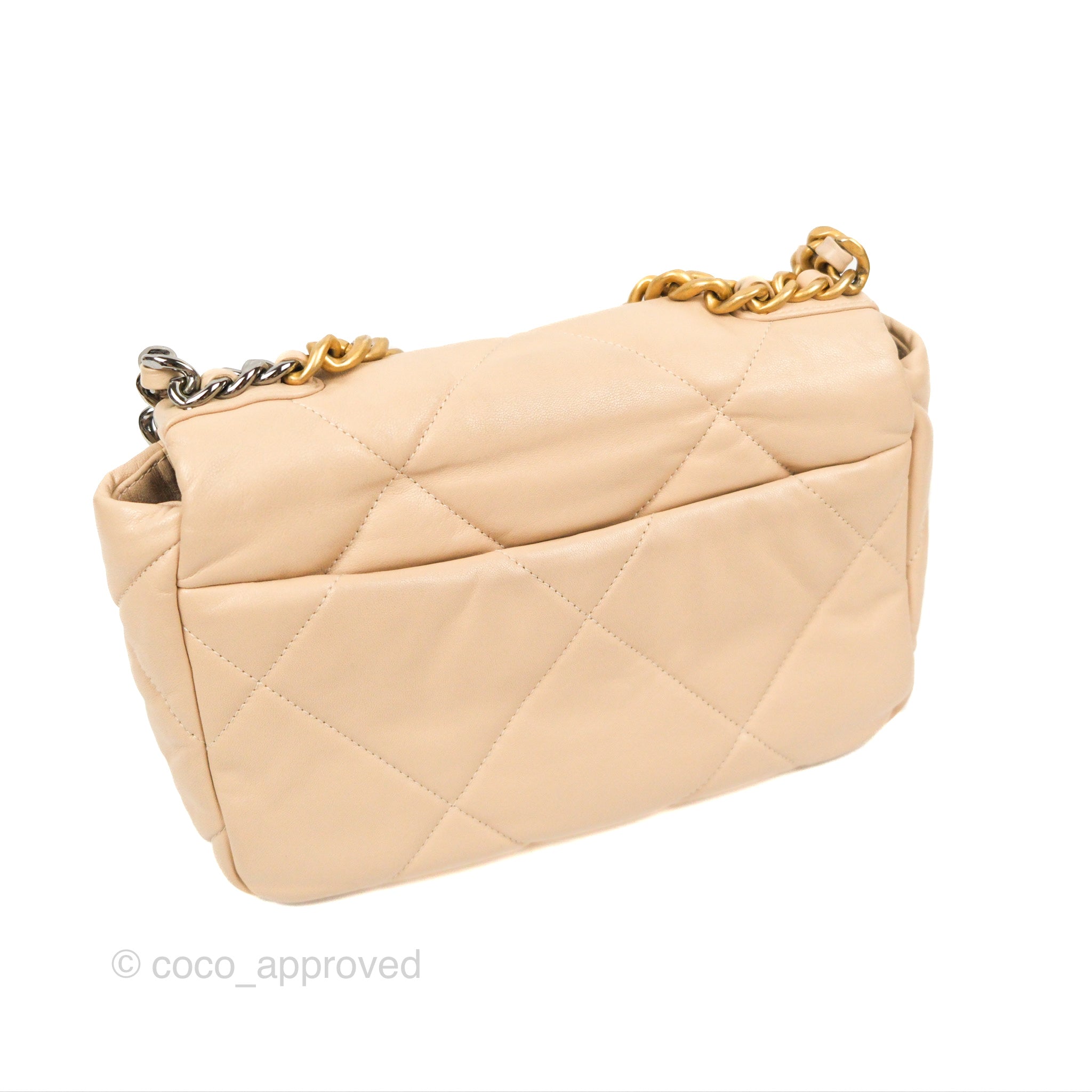 Chanel 19 Small Beige Handbag with Mixed Hardware - Luxury Crossbody Bag for Women, Perfect for Date Night & Special Occasions