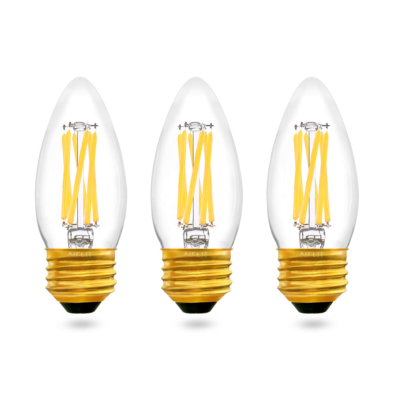 B11 LED Light Bulb 6W (60W Equivalent) - Dimmable Edison E26 Candle Bulbs - Soft White 3000K - 3 Pack - Perfect for Chandeliers, Wall Sconces & Pendant Lighting - Energy Efficient Vintage Style Lighting