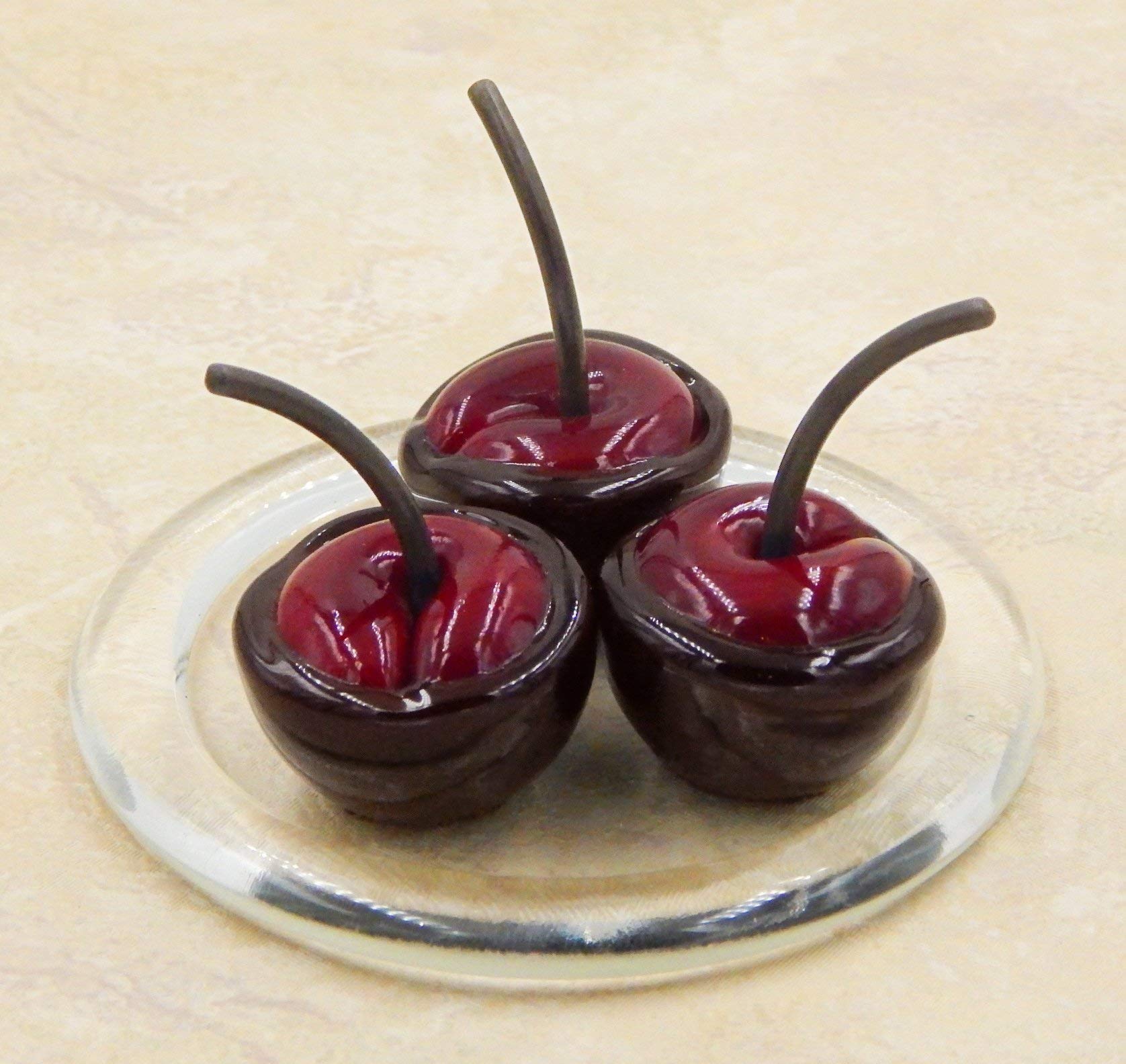 Handmade Chocolate Dipped Cherry Art Glass - Elegant Home Decor Accent Gift for Tabletop, Kitchen, or Office (Perfect for Valentine's Day, Housewarming & Anniversary Gifts)