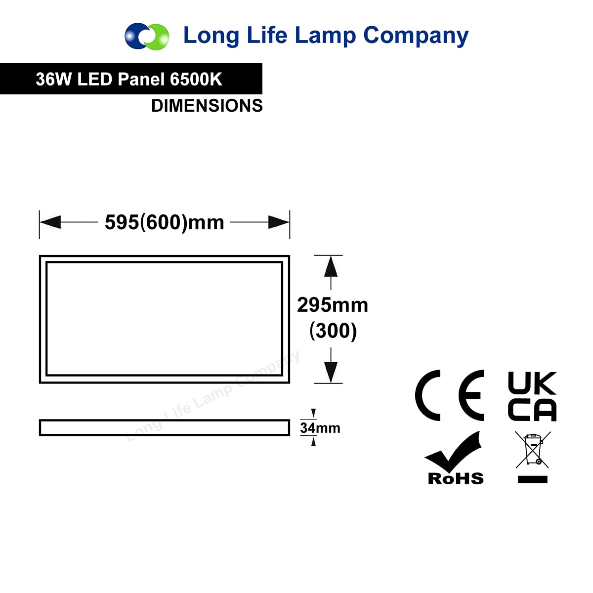 36W LED Panel Ceiling Light 300x600mm Cool White 6500K Surface Mount with Driver - Perfect for Office, Classroom, and Commercial Spaces