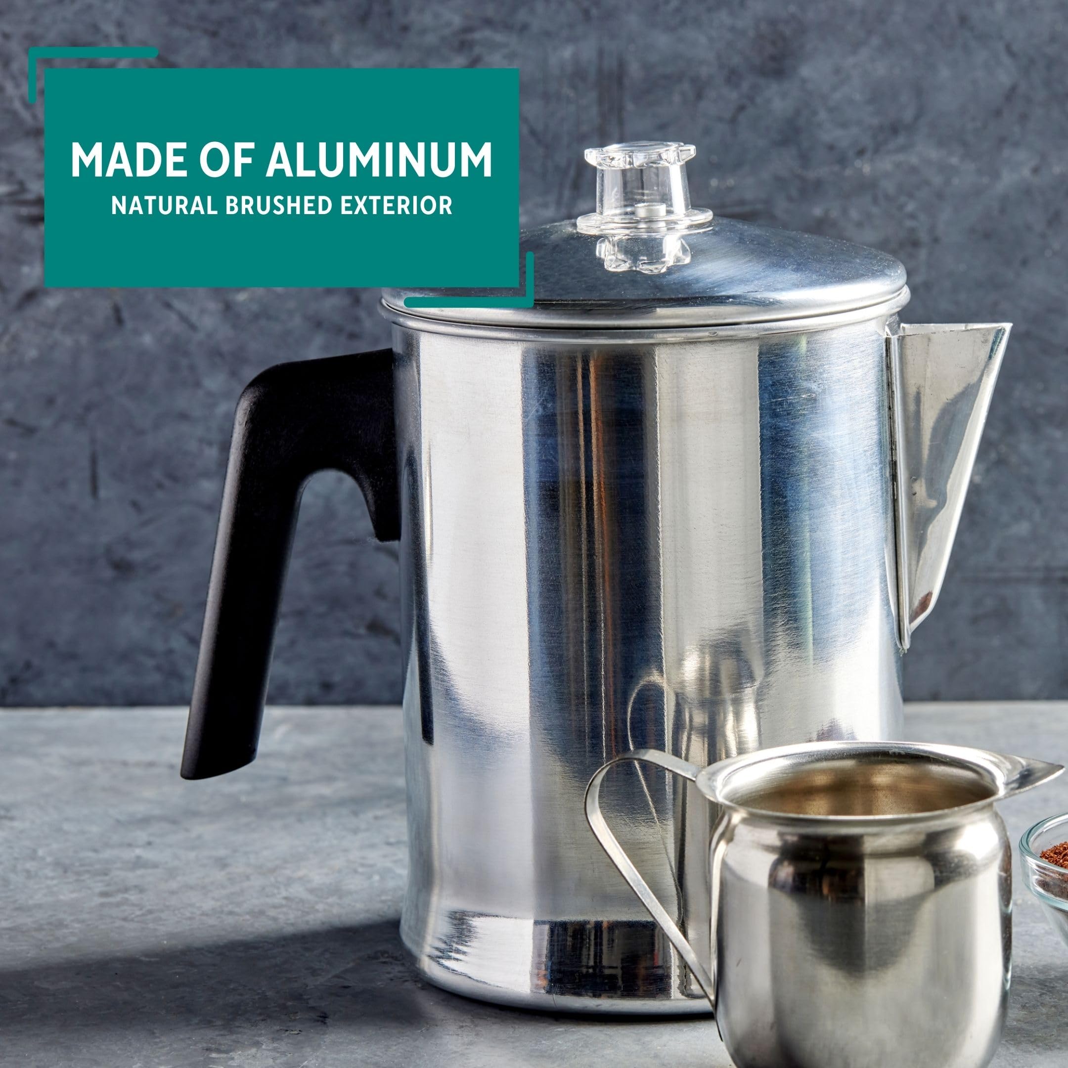 Mirro Aluminum Stove Top Percolator - 9 Cup Silver Coffee Maker for Gas & Electric Stoves | Perfect for Camping, Home Brewing & Outdoor Adventures