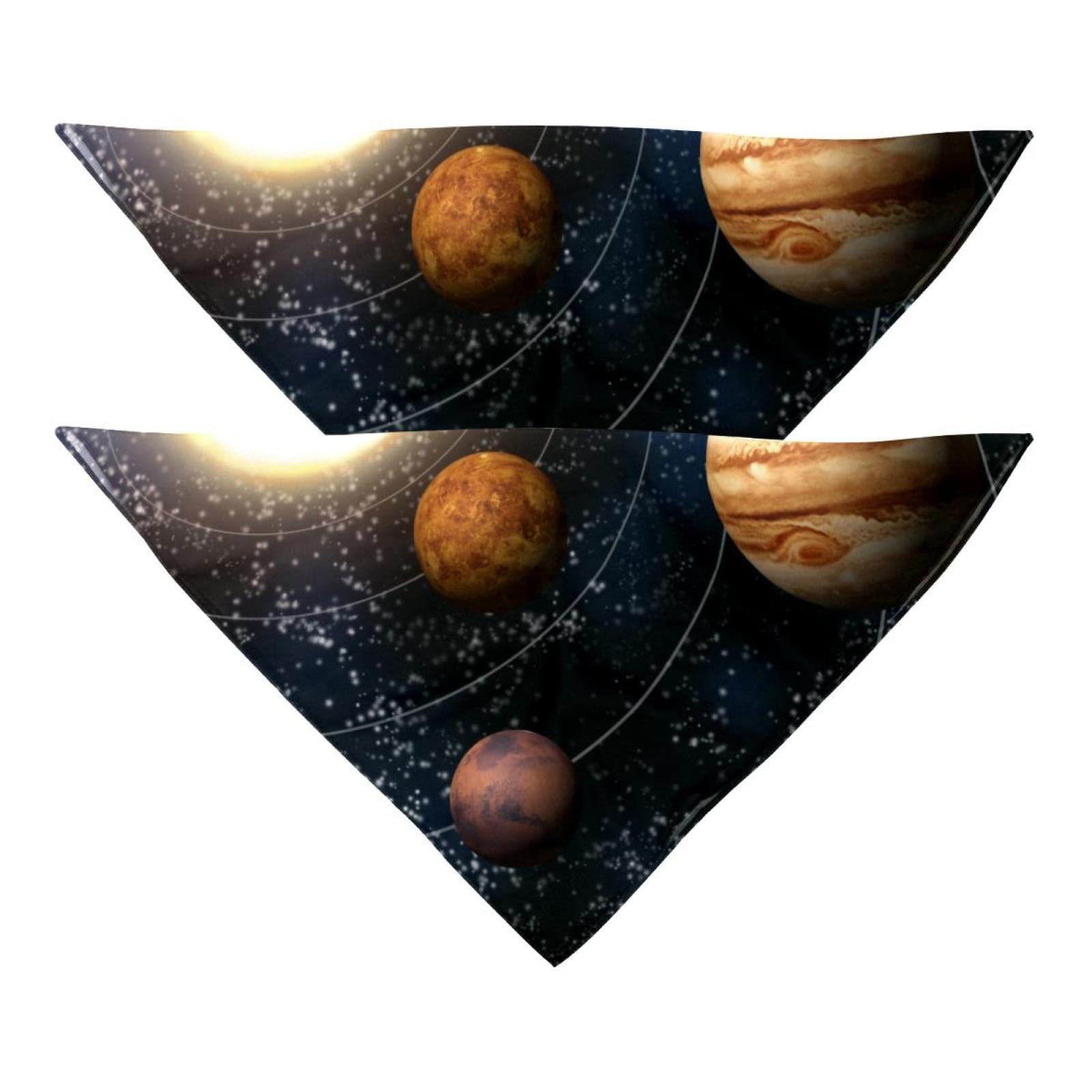 2 Pack Milky Way Planets Dog Bandanas - Soft Chiffon Triangle Pet Scarves for Small, Medium & Large Dogs | Perfect for Pet Costumes, Birthday Parties & Outdoor Adventures