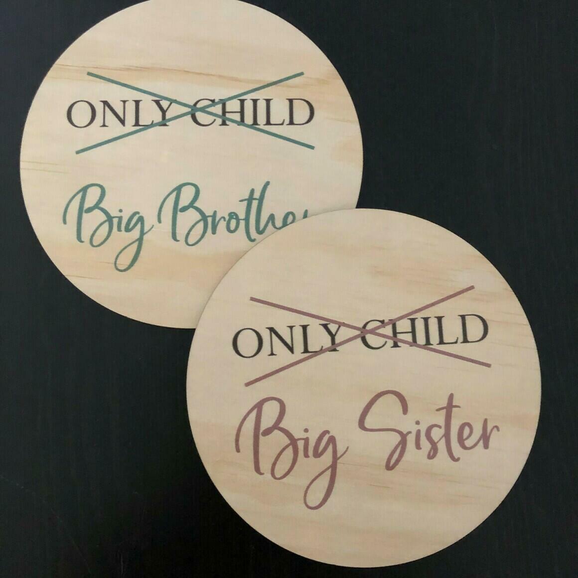 Personalized Only Child Sibling Announcement Wooden Plaque - Custom Family Keepsake for Pregnancy Reveal & New Baby Gift