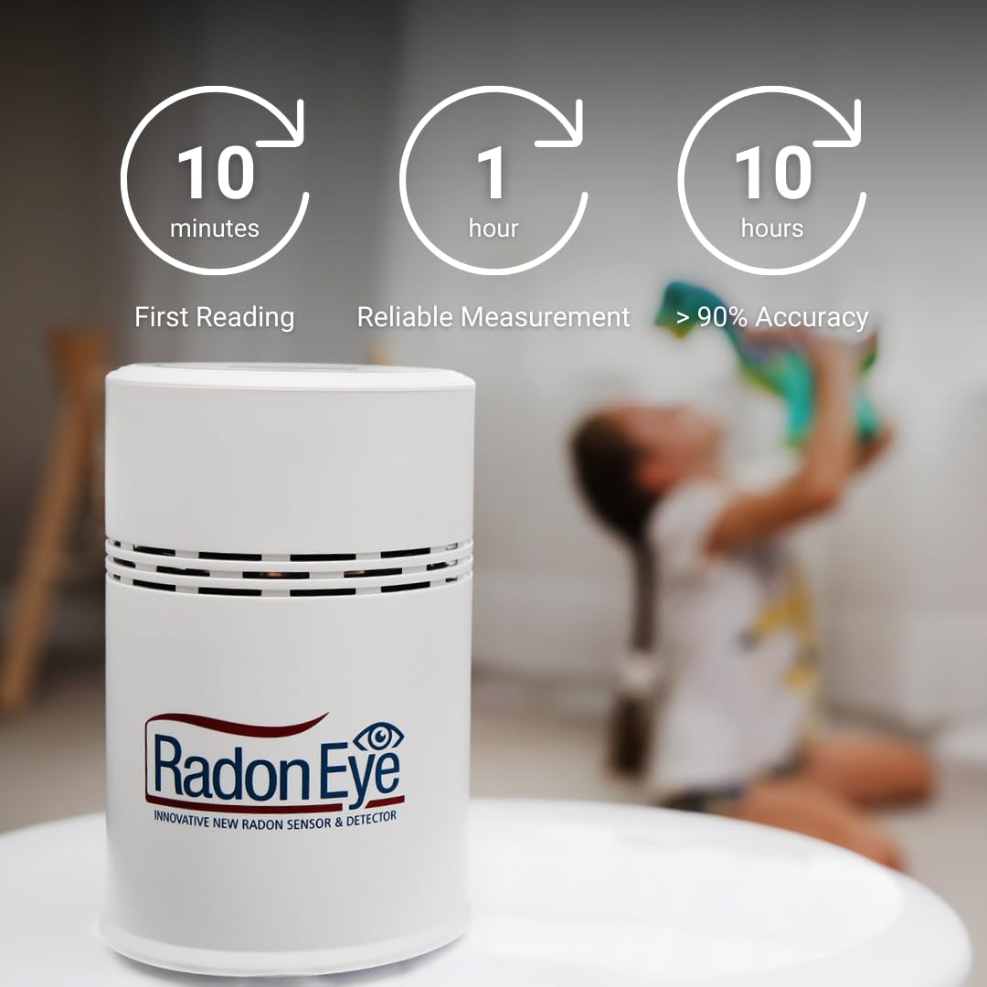 Ecosense RD200 RadonEye - Fast & Accurate Home Radon Detector with Real-Time Monitoring, OLED Display & Bluetooth App | Ideal for Basement, Office & Indoor Air Quality Testing