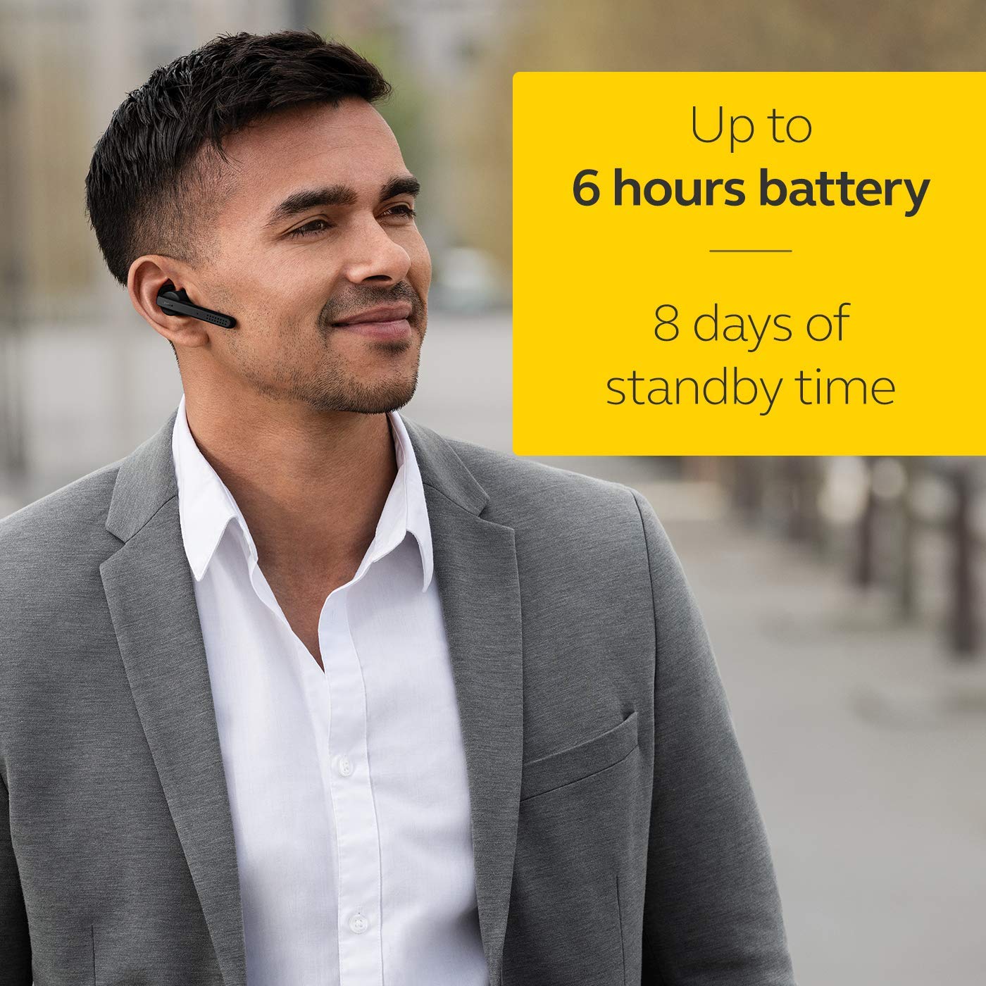 Jabra Talk 45 Bluetooth Headset - HD Hands-Free Calls, Dual Mic Noise Cancellation, 1-Touch Voice Control & Music Streaming (Black) - Perfect for Office, Driving & Remote Work