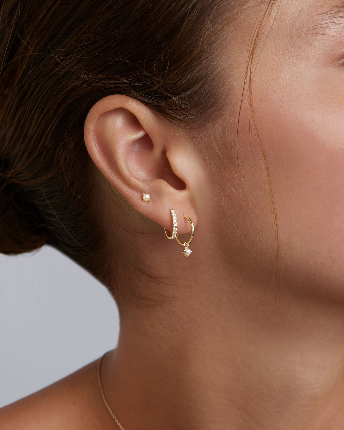 14K Solid Gold Mist Diamond Hoop Earrings for Women - Dainty Everyday Luxury Jewelry - Perfect for Gifts, Date Nights & Special Occasions