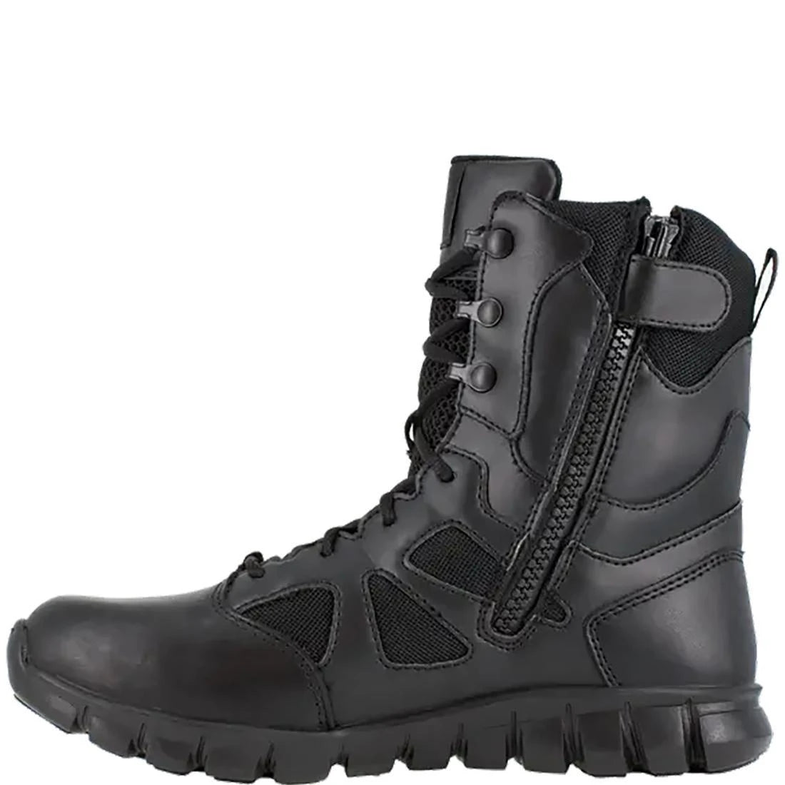 8 Inch Sublite Cushion Tactical Boots for Men - Black Soft Toe Side Zip Military Work Boots - Perfect for Outdoor, Hiking, Construction & Security Work
