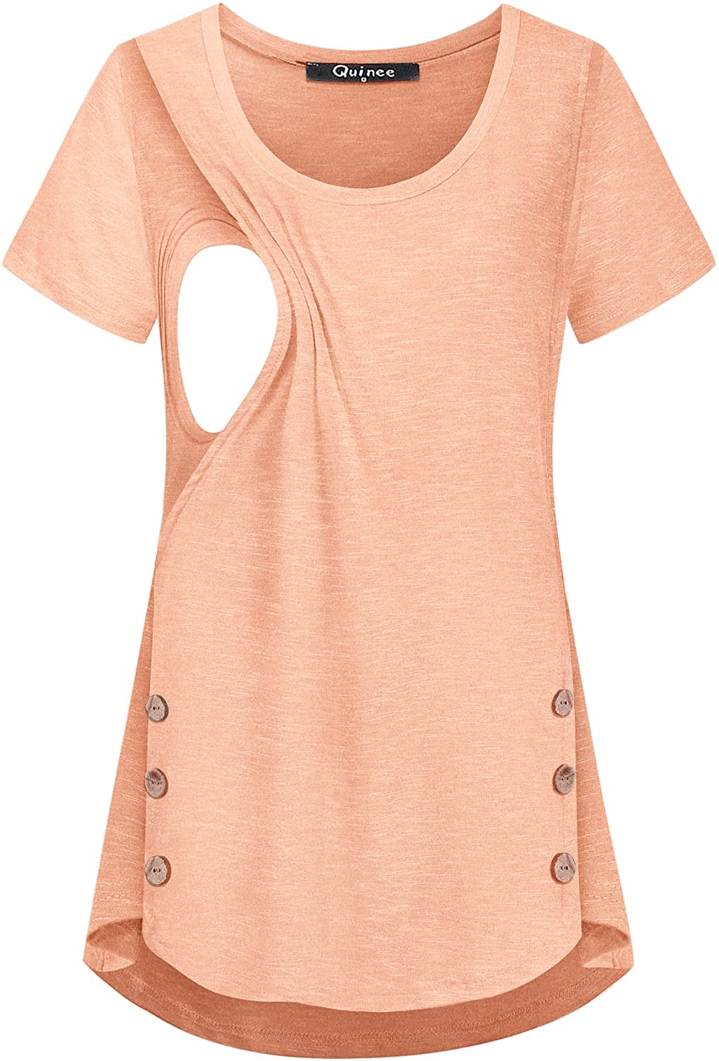 Quinee Women's Casual Button Down Nursing Top - Maternity Breastfeeding Shirt for Comfortable Nursing & Pumping | Perfect for Outfits, Work & Daily Wear