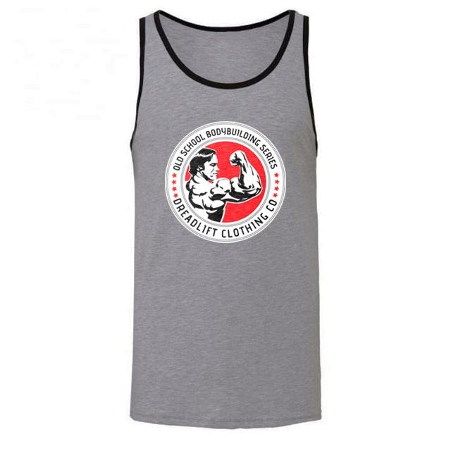Dreadlift Old School Bodybuilding Tank Top – Grey & Black – Gym Workout & Weightlifting Apparel for Men