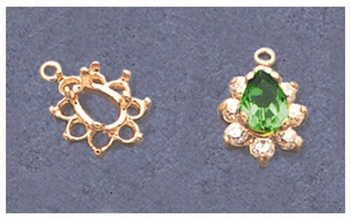 8x5mm Pear Shape Cluster Dangle Pendant & Earring Settings in Solid Sterling Silver or 14k Gold (166 263/146 263) - Perfect for Wedding Jewelry, Anniversary Gifts & Special Occasions