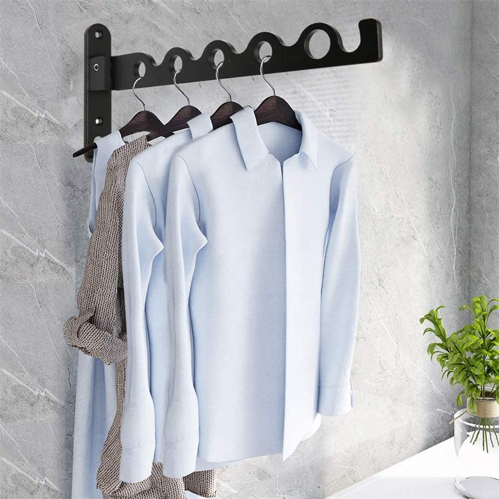 Heavy Duty Wall Mounted Folding Clothes Drying Rack - 2 Pack Space Saving Laundry Organizer with Rod for Bathroom, Closet & Utility Areas | Indoor/Outdoor Use for Coats, Towels & Clothing Storage