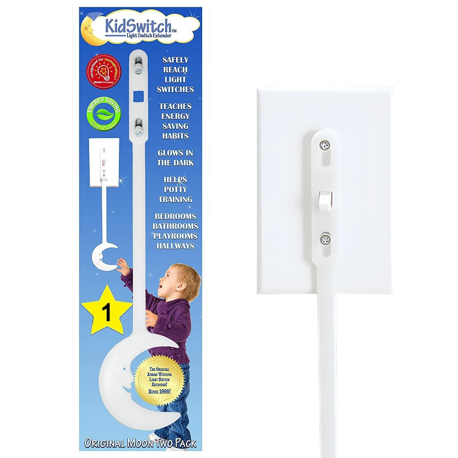 **Light Switch Extender for Kids - Easy Grab Handle, Glow-in-The-Dark (1 Pack, Half Moon Design) - Perfect for Toddlers, Children & Elderly - Ideal for Bedrooms, Playrooms & Low-Reach Areas**