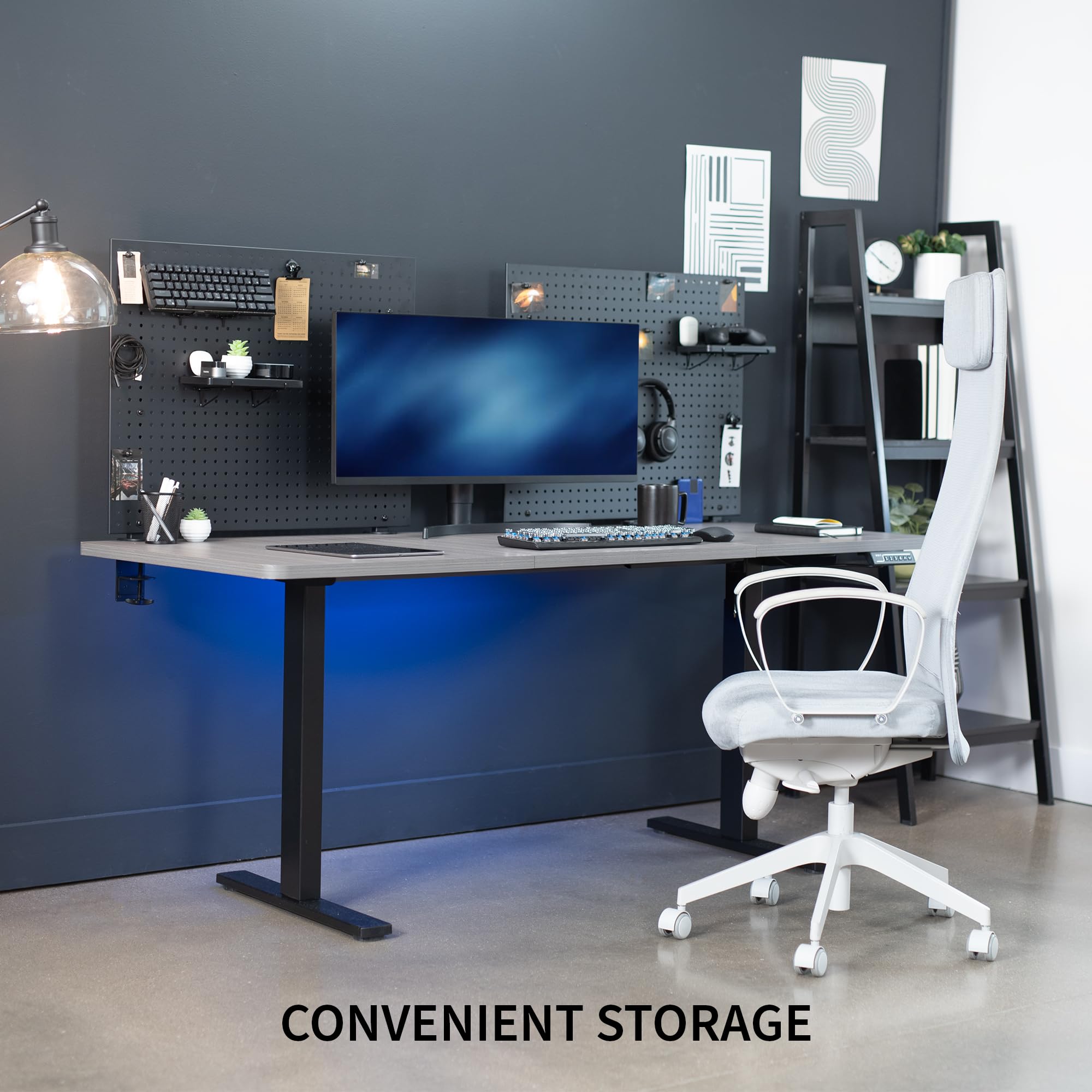VIVO Steel Clamp-on Desk Pegboard 60x24 Inch - Magnetic Office Organizer with Privacy Panel - Black (PP-DK30B-2) - Perfect for Home Office, Workspace Organization & Under Desk Storage Solutions