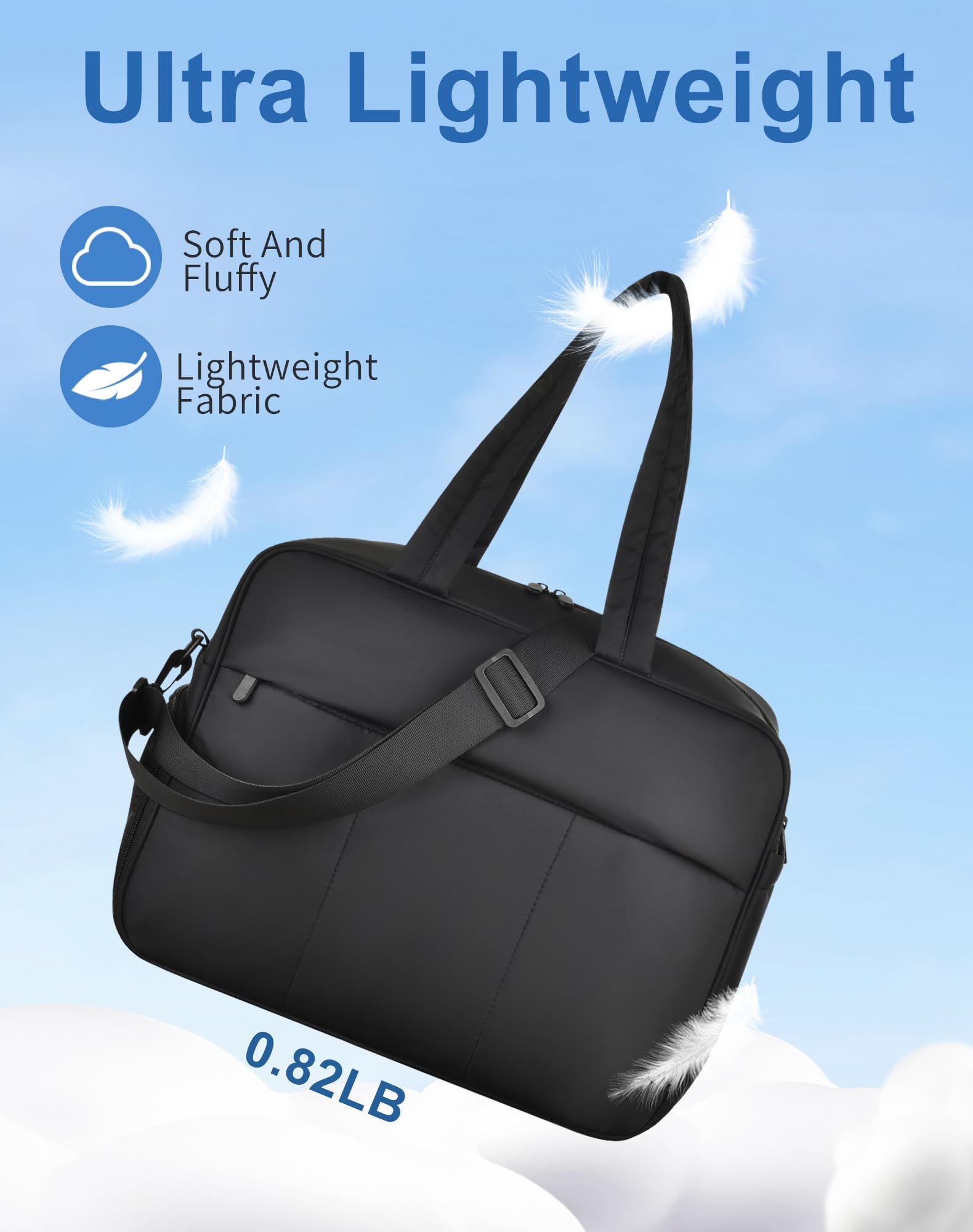 Lightweight Puffer Weekender Bag for Women - Travel & Gym Duffle with Shoe Compartment