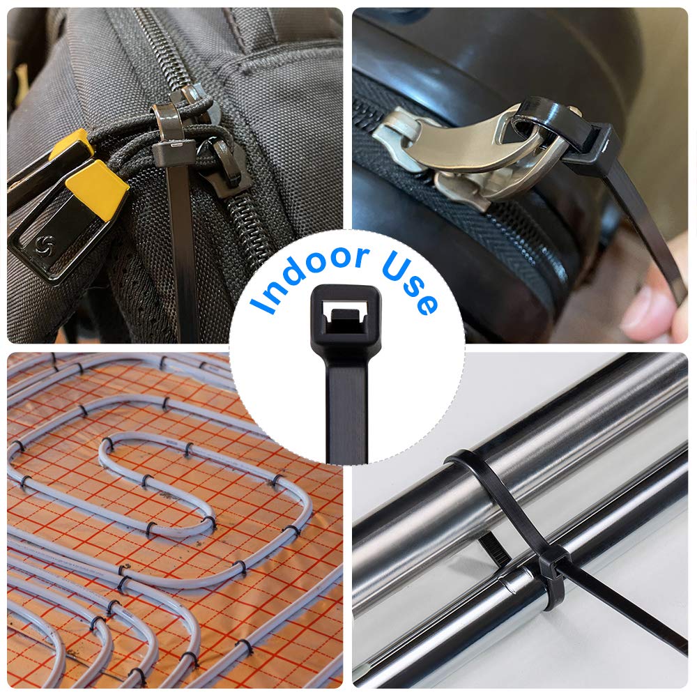 1000 Pack 8-Inch Black Heavy Duty Zip Ties - 50lb Tensile Strength UV Resistant Self-Locking Cable Ties for Indoor/Outdoor Use | Perfect for Organizing Wires, Securing Plants & DIY Projects | Tantti