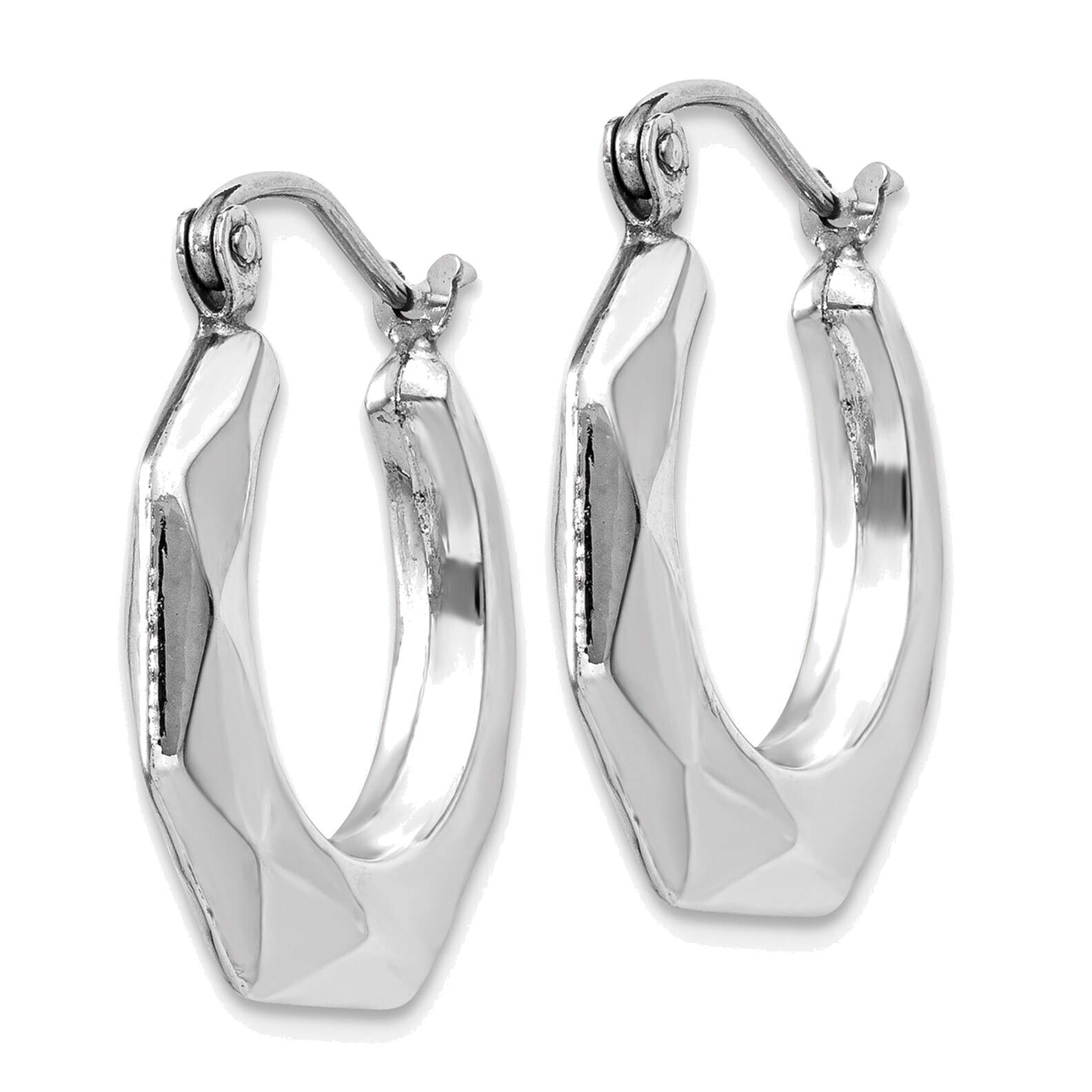 14Kt White Gold Faceted Hoop Earrings for Women - Elegant Dangle Hoops for Everyday Wear, Parties & Special Occasions