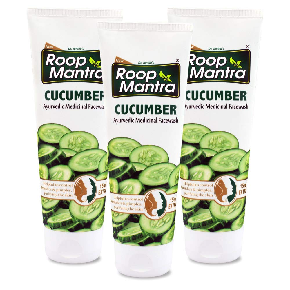 Roop Mantra Cucumber Face Wash 115ml - Herbal Cleanser for All Skin Types | Pack of 3 | Gentle Daily Cleansing for Glowing Skin | Perfect for Morning & Night Skincare Routine