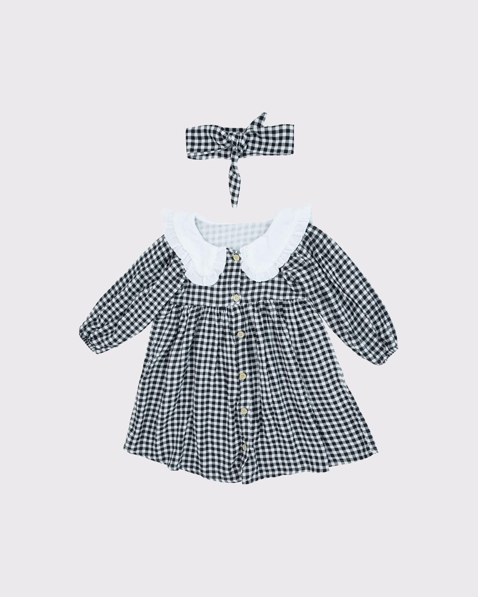 Baby Muslin Dress and Hair Clip Set - Soft & Breathable Cotton for Newborns & Infants - Perfect for Daily Wear, Photos, and Special Occasions