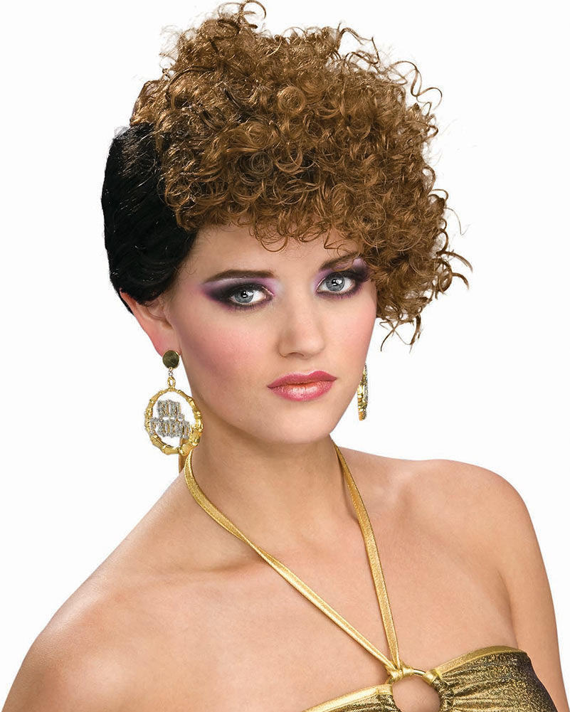 80s Hip Hop Short Curly Brown Wig for Women - Retro Home Girl Costume Wig for Halloween, Cosplay & 80s Themed Parties