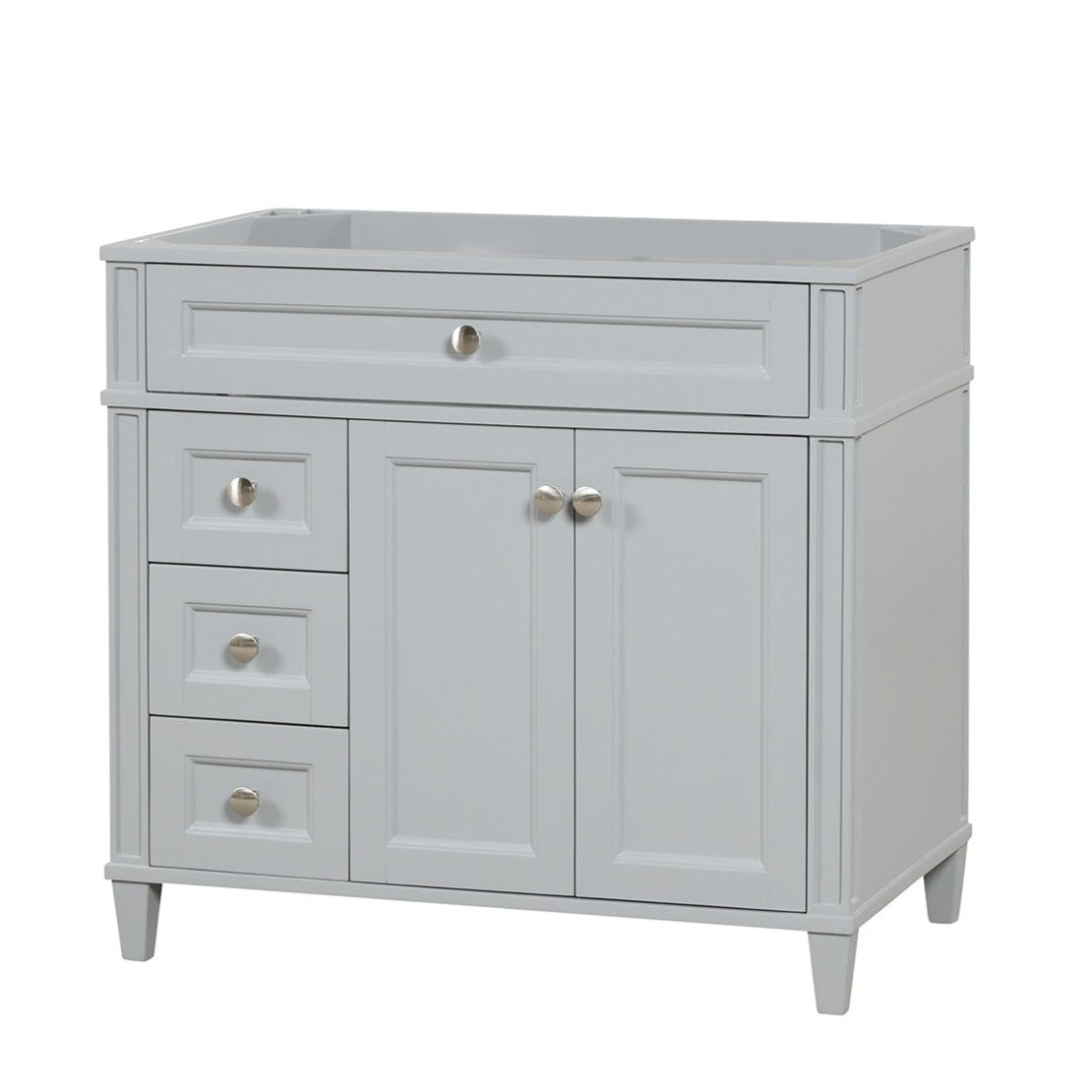 Kensington 35.5-Inch Left-Hand All-Wood Bathroom Vanity in Metal Gray - Cabinet Only for Modern Bathroom Remodeling