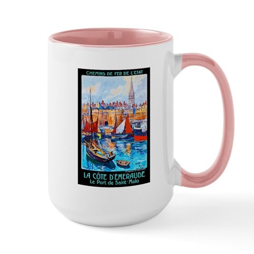 White/Pink Inside - France Travel Poster 4 Large Mug