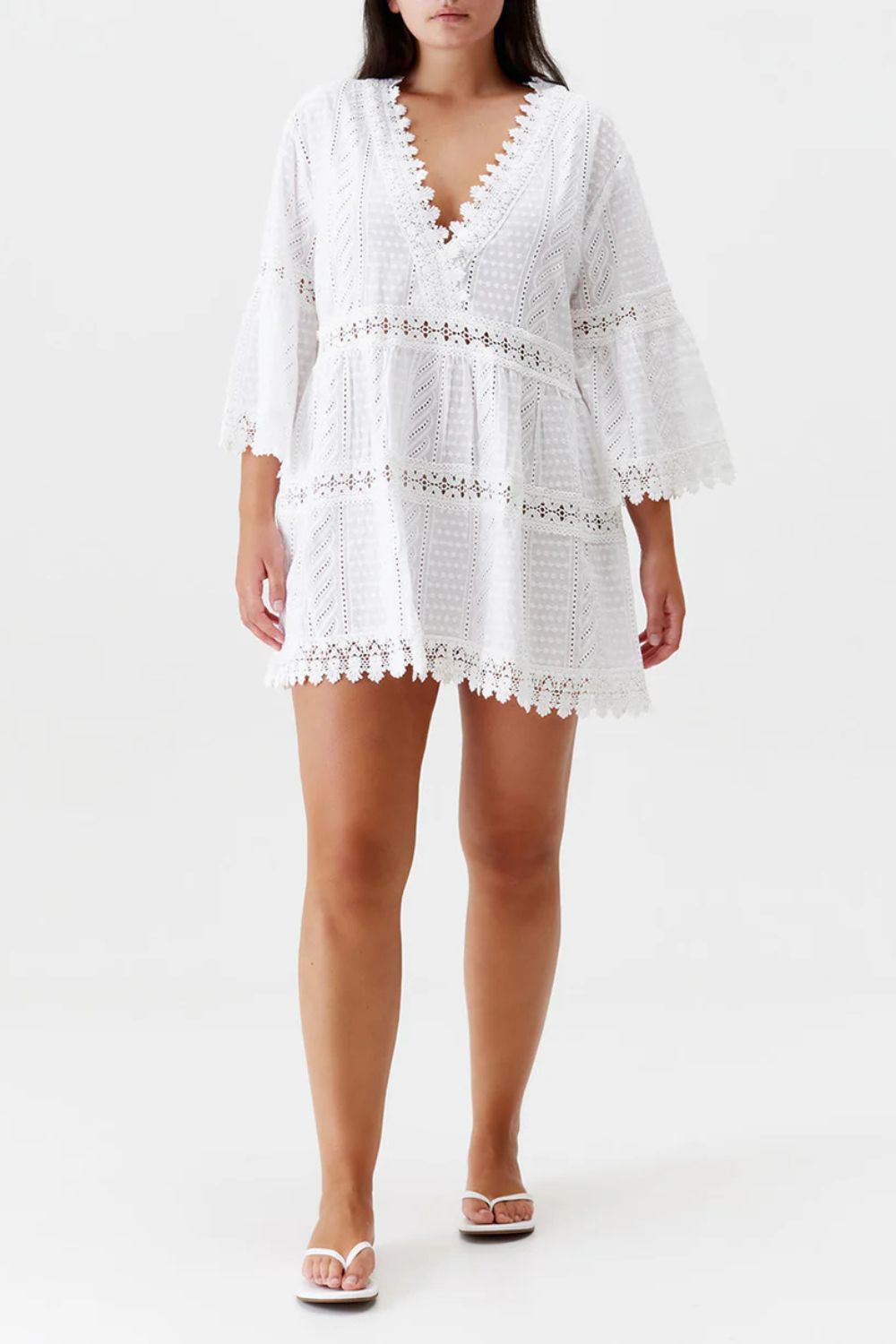 Victoria Kaftan Dress for Women - Flowy White Boho Maxi Dress with Pockets | Perfect for Beach Vacation, Summer Outfits & Boho Chic Style