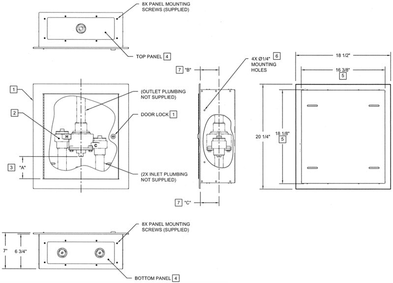 Haws 9200REC Recessed Stainless Steel Cabinet for Thermostatic Mixing Valves | Durable & Corrosion-Resistant | Perfect for Commercial Kitchens, Hospitals & Laboratories