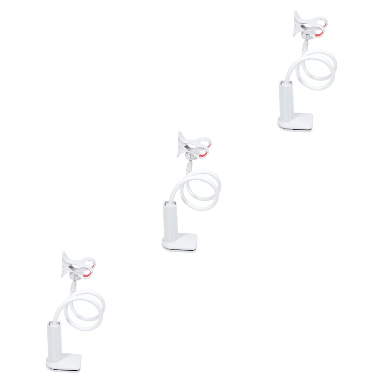STOBOK 3pcs Car & Home Phone Holder - Spiral White Bracket Clip Stand for Secure Phone Mounting, Ideal for Driving, Cooking, and Desk Use