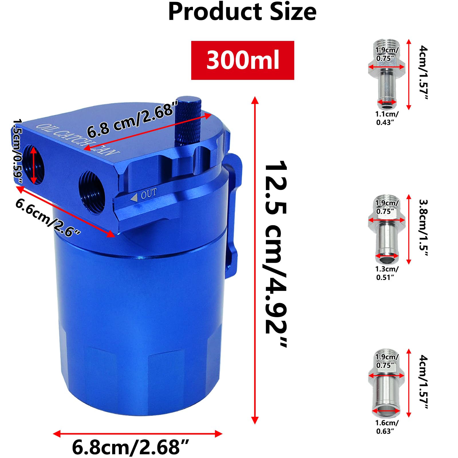 Universal Aluminum Oil Catch Can with Baffle - 300ml Oil Separator & Reservoir Tank (Blue) - Perfect for Car Engine Protection & Performance Enhancement
