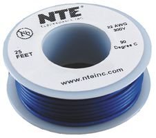 NTE ELECTRONICS WHS22-06-25 22AWG Hook Up Wire, 25FT Blue Copper Wire (10 Pack) - Perfect for DIY Electronics, Automotive Wiring, and Home Electrical Projects