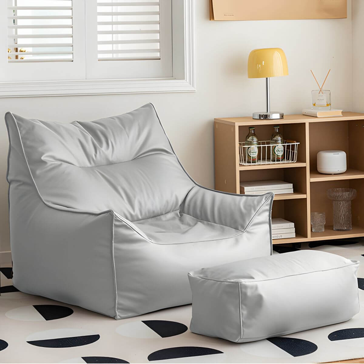 Premium Oversized Faux Leather Bean Bag Chair with Polypropylene Fill - Perfect for Living Room, Bedroom, Game Room & Dorm Relaxation